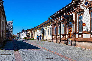 Old wooden buildings in Old Rauma, UNESCO World Heritage Site, Finland, Europe