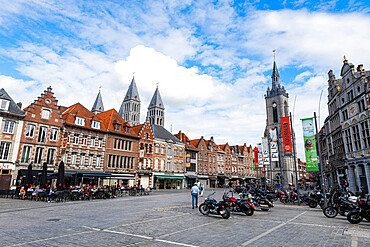 Market square and Tournai Cathedral, UNESCO world Heritage Site, Tournai, Belgium, Europe