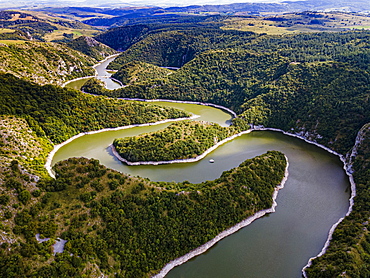 Uvac River meandering through the mountains, Uvac Special Nature Reserve, Serbia, Europe