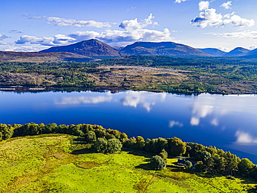 Aerial of Glen Garry, Highlands, Scotland, United Kingdom, Europe