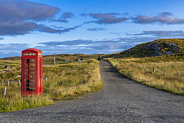 Old telephone box, Isle of Lewis, Outer Hebrides, Scotland, United Kingdom, Europe