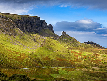 Mountain scenery, Quiraing landslip, Isle of Skye, Inner Hebrides, Scotland, United Kingdom, Europe