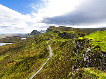 Mountain scenery, Quiraing landslip, Isle of Skye, Inner Hebrides, Scotland, United Kingdom, Europe