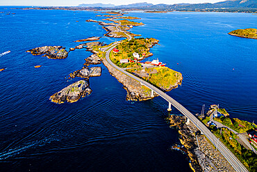 Aerial of the Atlantic Ocean Road, More og Romsdal county, Norway, Scandinavia, Europe