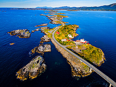 Aerial of the Atlantic Ocean Road, More og Romsdal county, Norway, Scandinavia, Europe