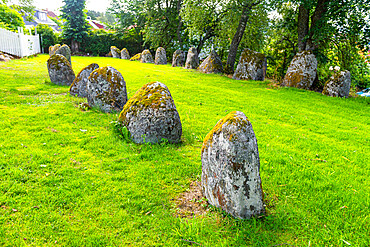 Viking ships grave from 10th century, Kystriksveien Coastal Road, Norway, Scandinavia, Europe