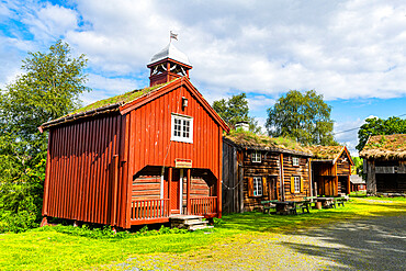 Historic house, the Medieval Farm Stiklastadir, Stiklestad, Trondelag, Norway, Scandinavia, Europe