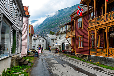 Historic houses in Laerdal, Vestland county, Norway, Scandinavia, Europe