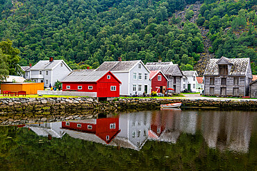 Historic houses in Laerdal, Vestland county, Norway, Scandinavia, Europe