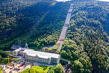 Aerial of the Hydroelectric power station, Rjukan-Notodden Industrial Heritage Site, UNESCO World Heritage Site, Vestfold and Telemark, Norway, Scandinavia, Europe