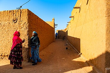 Woman chatting, Historic center of Agadez, UNESCO World Heritage Site, Niger, Africa