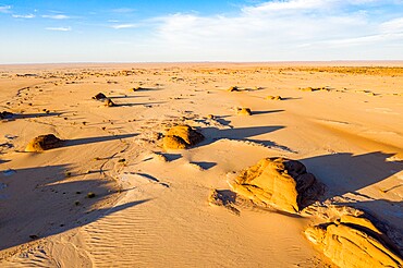 Aerial of beautiful rock formations in the Djado plateau, Tenere Desert, Sahara, Niger, Africa