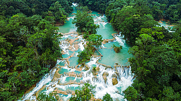 Aerial of Aguas Azules, Chiapas, Mexico, North America