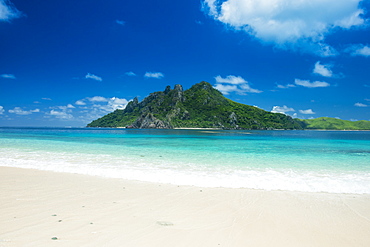 Beautiful white sand beach on Monuriki (Cast Away Island), Mamanuca Islands, Fiji, South Pacific