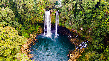 Aerial of Misol Ha waterfall, Chiapas, Mexico, North America