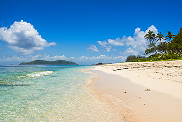 Beautiful white sand beach on Monuriki (Cast Away Island), Mamanuca Islands, Fiji, South Pacific