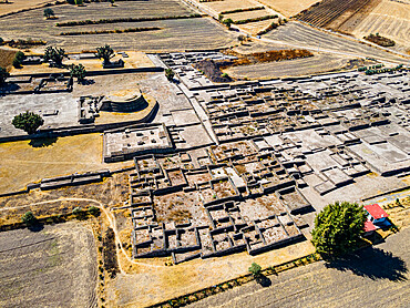 Aerial of the Mesoamerican archaeological site of Tecoaque, Tlaxcala, Mexico, North America