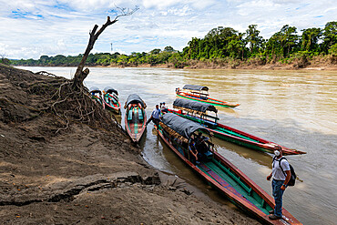 Little boats on the Usumacinta River, Chiapas, Mexico, North America