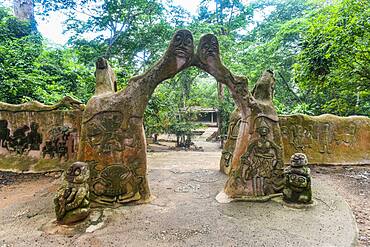 Sacred house in the Osun-Osogbo Sacred Grove, UNESCO World Heritage Site, Osun State, Nigeria, West Africa, Africa