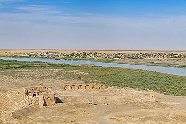 View over the Tigris River from the old Assyrian town of Ashur (Assur), UNESCO World Heritage Site, Iraq, Middle East