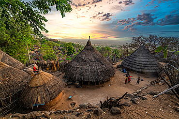 Otuho (Lotuko) tribe village in the Imatong mountains, Eastern Equatoria, South Sudan, Africa