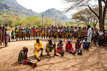 Assembly of a Laarim tribe, Boya Hills, Eastern Equatoria, South Sudan, Africa