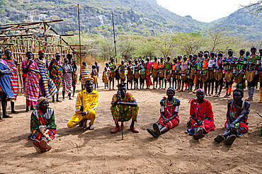 Assembly of a Laarim tribe, Boya Hills, Eastern Equatoria, South Sudan, Africa