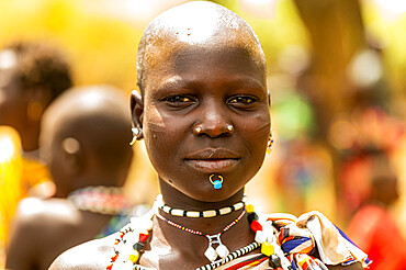 Traditionally dressed girl from the Toposa tribe, Eastern Equatoria, South Sudan, Africa