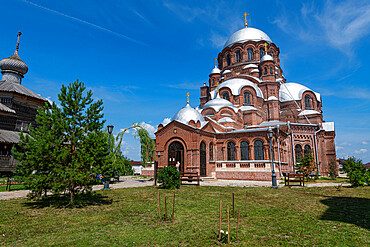 Church of the Holy Trinity on the left, and Cathedral, Sviyazhsk, Republic of Tatarstan, Russia, Europe