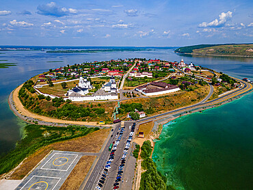 Aerial of Sviyazhsk, UNESCO World Heritage Site, Republic of Tatarstan, Russia, Europe