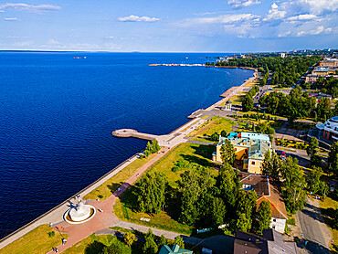 View over Petrozavorsk and Lake Onega, Karelia, Russia, Europe