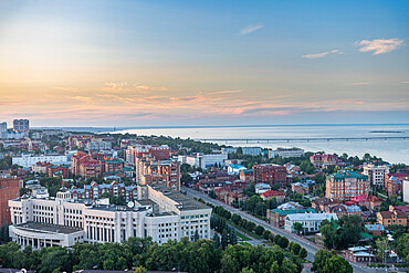 View over Ulyanovsk and the Volga River, Ulyanovsk, Russia, Europe