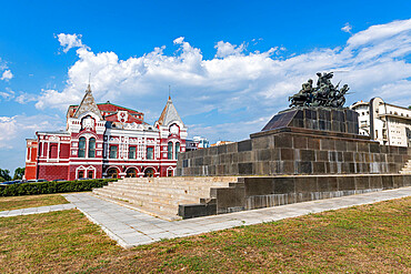 Monument to Vasily Chapaev before the Samara Academic Gorkiy Drama Theater, Samara, Russia, Europe