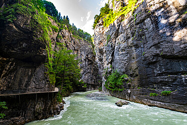 River Aare flowing through the Aare Gorge, Meiringen, Bernese Oberland, Switzerland, Europe