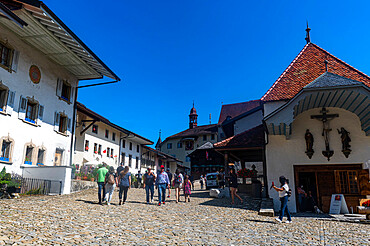 Medieval town in the Gruyere Castle, Fribourg, Switzerland, Europe