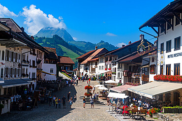 Medieval town in the Gruyere Castle, Fribourg, Switzerland, Europe