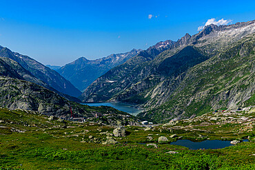 View of the Grimsel Pass, Bernese Alps, Switzerland, Europe