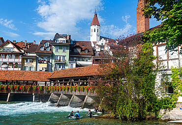 Untere Schleuse bridge over the Aare, Thun, Canton of Bern, Switzerland, Europe