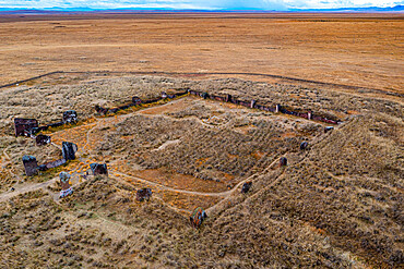 Aerial of Salbyksky Mound, Valley of the Kings, Republic of Khakassia, Russia, Eurasia