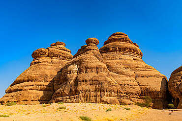 Beautiful rock formation, Madain Saleh (Hegra) (Al Hijr), UNESCO World Heritage Site, Al Ula, Kingdom of Saudi Arabia, Middle East