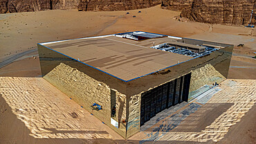 Aerial of the Maraya Concert Hall, Al Ula, Kingdom of Saudi Arabia, Middle East