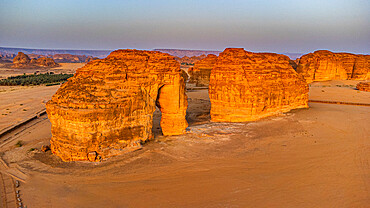 Aerial of the Elephant Rock, Al Ula, Kingdom of Saudi Arabia, Middle East