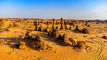 Aerials of the Algharameel rock formations, Al Ula, Kingdom of Saudi Arabia, Middle East