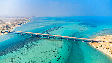 Aerial of the bridge linking the Farasan islands, Kingdom of Saudi Arabia, Middle East