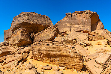 Rock carvings, Bir Hima Rock Petroglyphs and Inscriptions, UNESCO World Heritage Site, Najran, Kingdom of Saudi Arabia, Middle East