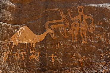 Rock carvings, Bir Hima Rock Petroglyphs and Inscriptions, UNESCO World Heritage Site, Najran, Kingdom of Saudi Arabia, Middle East