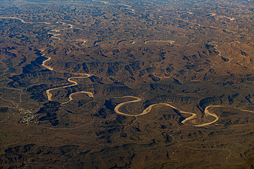 Dry rivers meandering through the mountains around Salalah, Oman, Middle East