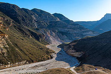 Rugged mountains west of Salalah, Oman, Middle East