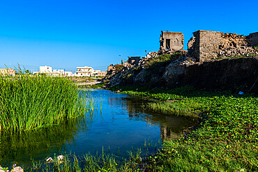 Dilapidated Yemeni-style mud-brick structures, Mirbat, Salalah, Oman, Middle East