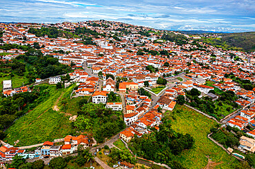 Aerial of Diamantina, UNESCO World Heritage Site, Minas Gerais, Brazil, South America